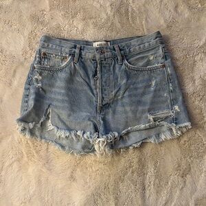 AGOLDE Light Wash Distressed Denim Cutoff Shorts
